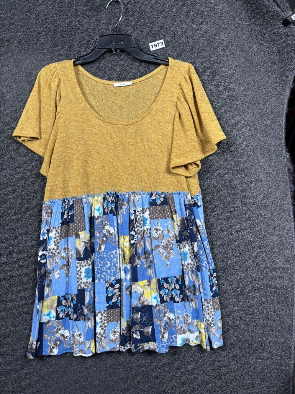Easel Patchwork Floral Shift Dress Womens Size S Multicolor Short Sleeves